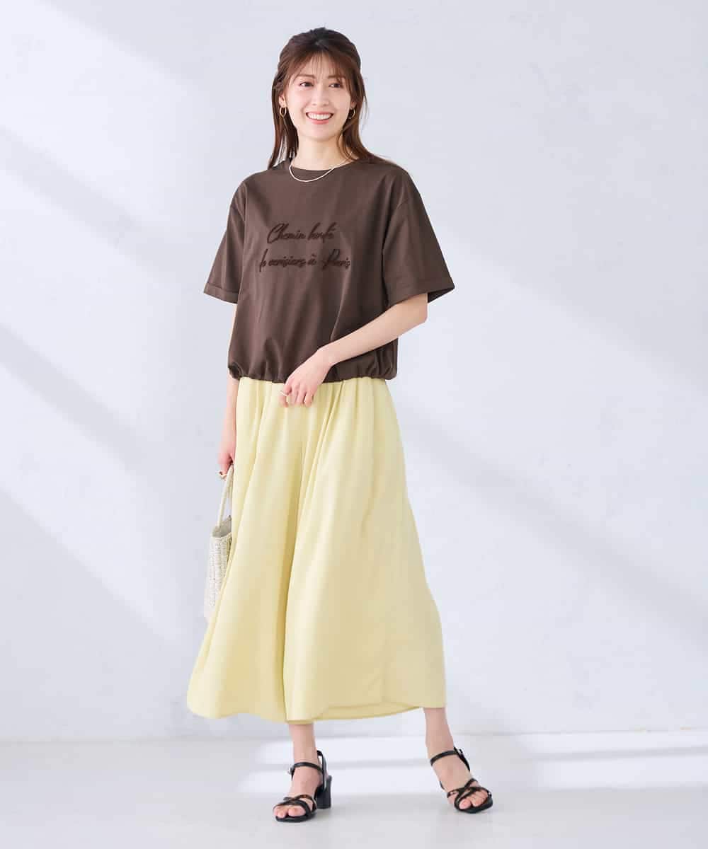 K2KGD38035 a.v.v(アー・ヴェ・ヴェ) 【新色追加】裾ドロストロゴTシャツ ホワイト