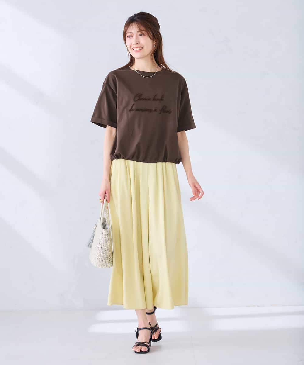 K2KGD38035 a.v.v(アー・ヴェ・ヴェ) 【新色追加】裾ドロストロゴTシャツ ホワイト