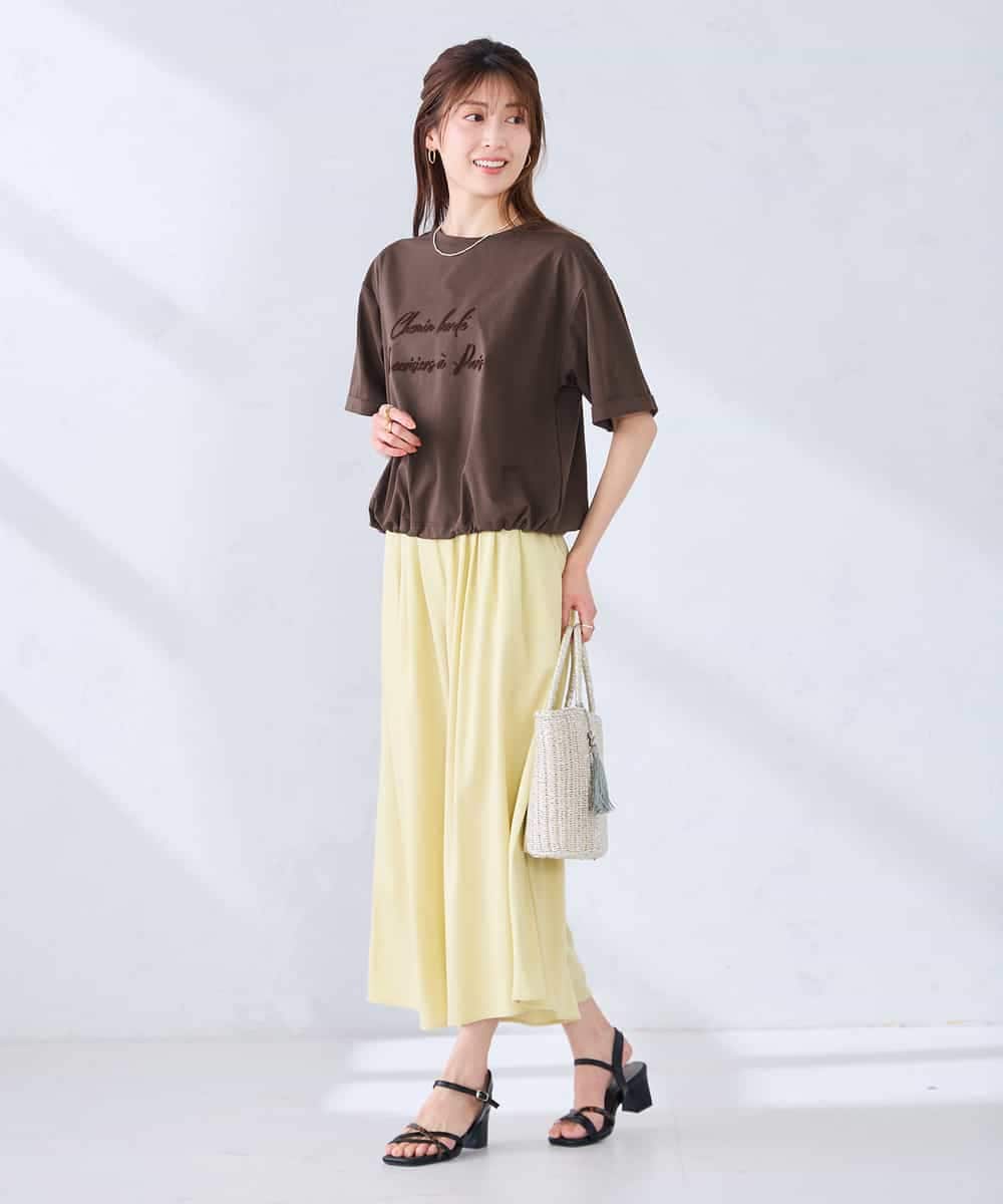 K2KGD38035 a.v.v(アー・ヴェ・ヴェ) 【新色追加】裾ドロストロゴTシャツ ホワイト