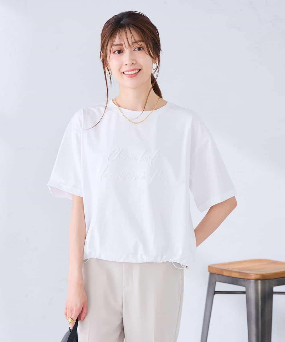K2KGD38035 a.v.v(アー・ヴェ・ヴェ) 【新色追加】裾ドロストロゴTシャツ ホワイト