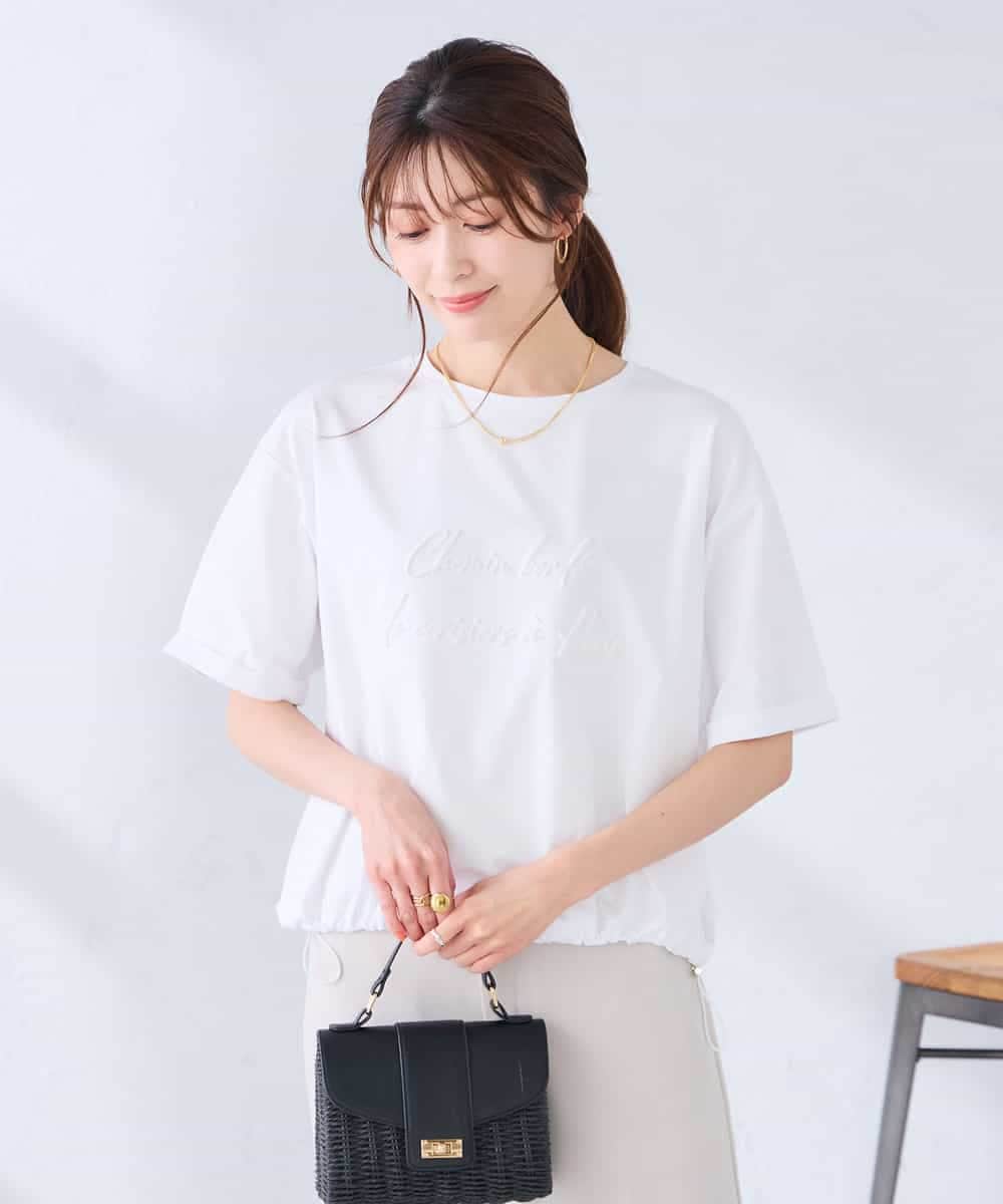 K2KGD38035 a.v.v(アー・ヴェ・ヴェ) 【新色追加】裾ドロストロゴTシャツ ホワイト