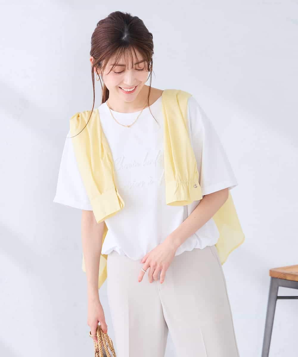 K2KGD38035 a.v.v(アー・ヴェ・ヴェ) 【新色追加】裾ドロストロゴTシャツ ホワイト