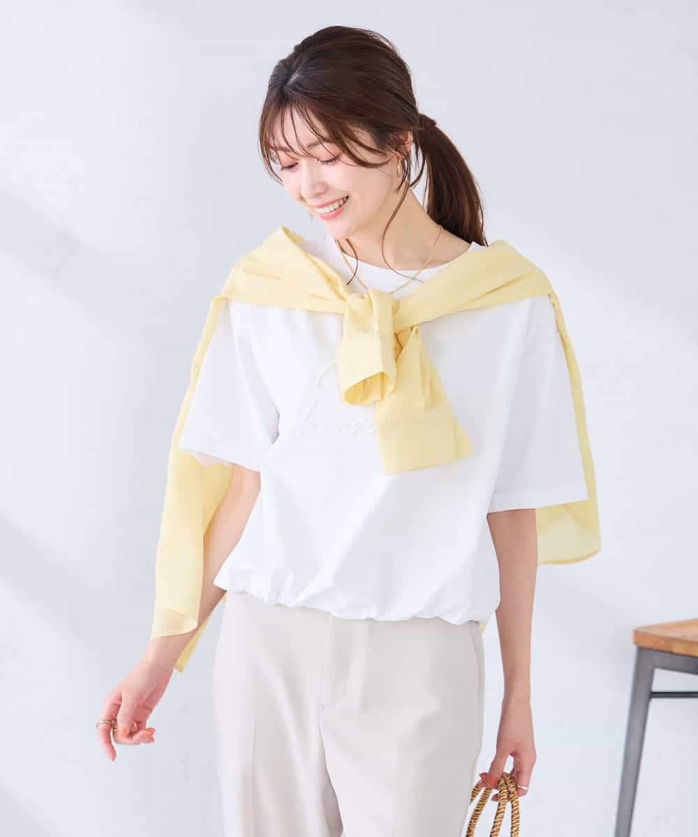 K2KGD38035 a.v.v(アー・ヴェ・ヴェ) 【新色追加】裾ドロストロゴTシャツ ホワイト