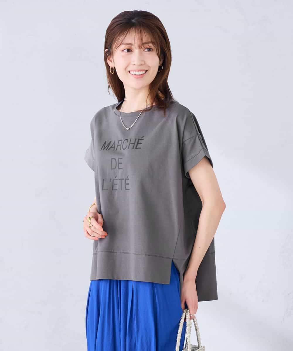 K2KGD39035 a.v.v(アー・ヴェ・ヴェ) ゆるプリントTシャツ ダークグレー（ロゴ）
