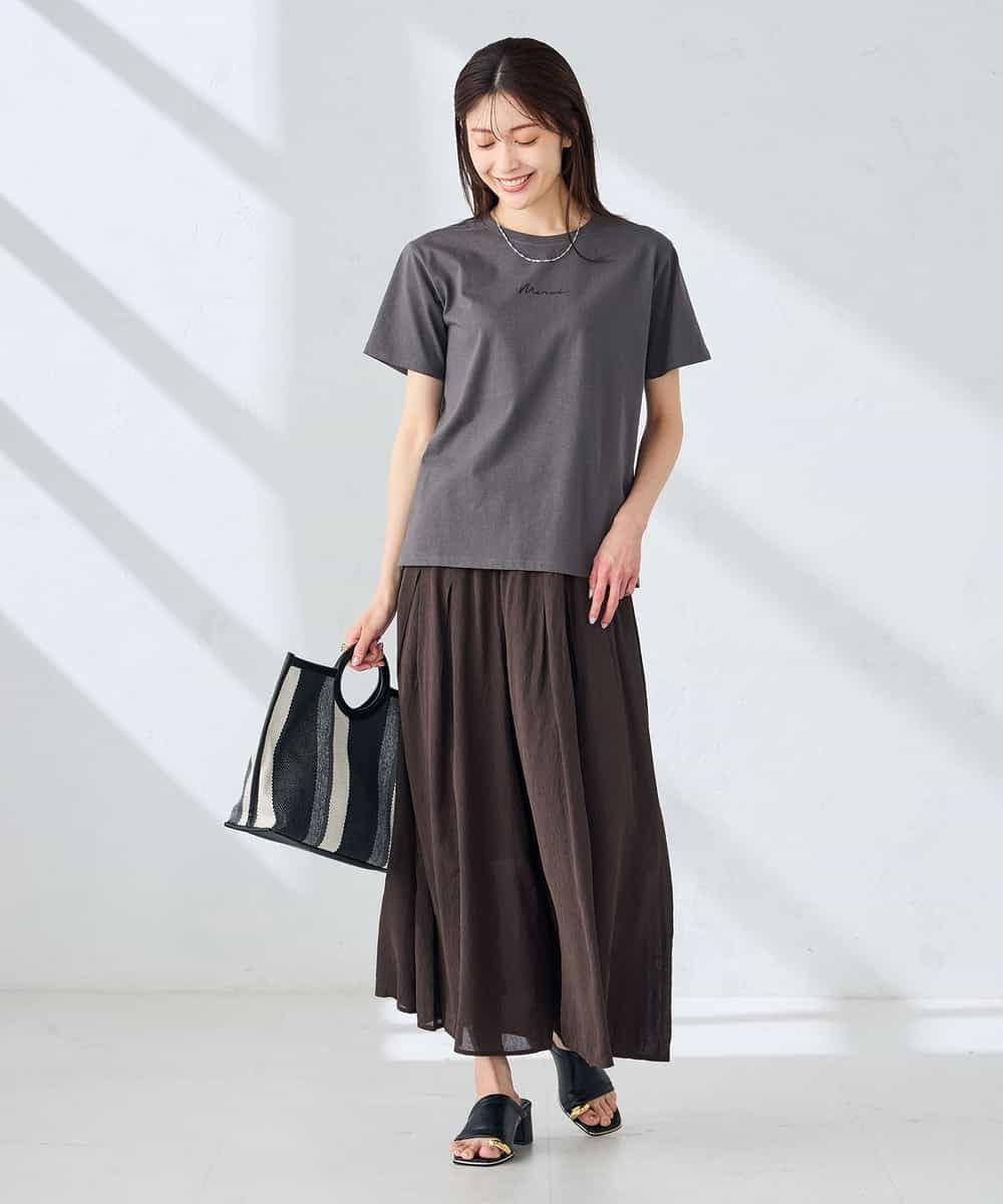 K2KHD54029 a.v.v(アー・ヴェ・ヴェ) 【接触冷感/UVカット/コットン100%】コンパクトロゴTシャツ グレージュ