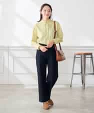 K3BLD13049 a.v.v Elmi(アー・ヴェ・ヴェ) 【低身長サイズ】フリルネック ボウタイ ブラウス ライトイエロー