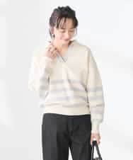 K3FDD07059 a.v.v Elmi(アー・ヴェ・ヴェ) 【低身長サイズ】スキッパーボーダーニット アイボリー
