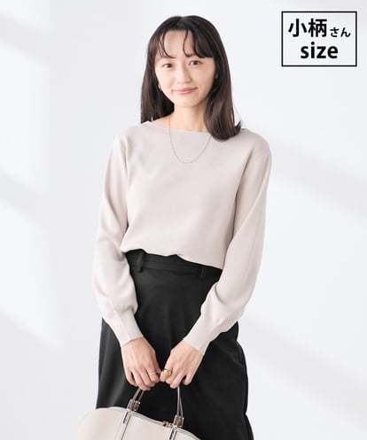 K3FED69039  【低身長サイズ/洗える/UVカット】ボートネックパフスリーブニット