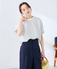K3KGD30024 a.v.v Elmi(アー・ヴェ・ヴェ) 【低身長サイズ】ロールアップハーフスリーブTシャツ【接触冷感/UVカット/コットン100%】 ライトイエロー