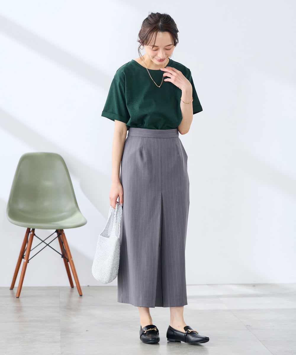 K3KGD30024 a.v.v Elmi(アー・ヴェ・ヴェ) 【低身長サイズ】ロールアップハーフスリーブTシャツ【接触冷感/UVカット/コットン100%】 ライトイエロー