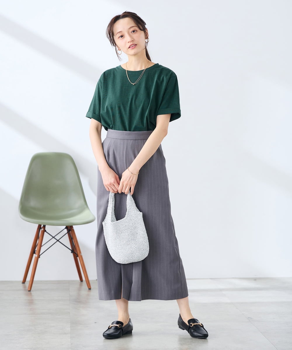 K3KGD30024 a.v.v Elmi(アー・ヴェ・ヴェ) 【低身長サイズ】ロールアップハーフスリーブTシャツ【接触冷感/UVカット/コットン100%】 ライトイエロー