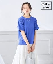 K3KGD30024 a.v.v Elmi(アー・ヴェ・ヴェ) 【低身長サイズ】ロールアップハーフスリーブTシャツ【接触冷感/UVカット/コットン100%】 ブルー