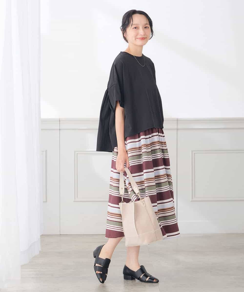 K3KID78044 a.v.v Elmi(アー・ヴェ・ヴェ) 【低身長サイズ】バックシャーリングTシャツ オレンジ