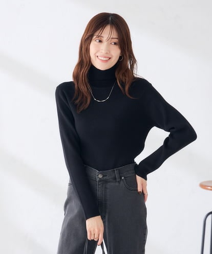 K6FAG19039 a.v.v 【WEB限定/洗える】リブ タートル ネック ニット