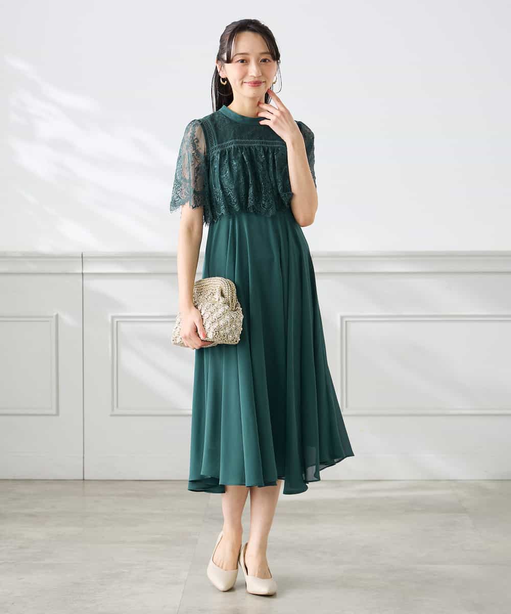 KAEGF10159 a.v.v Elmi(アー・ヴェ・ヴェ) 【低身長サイズ】【結婚式/お呼ばれに】レースドッキングワンピース スモーキーピンク
