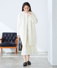 KAUCD02129 a.v.v Elmi(アー・ヴェ・ヴェ) 【低身長サイズ】ジャガードノーカラーコート ネイビー
