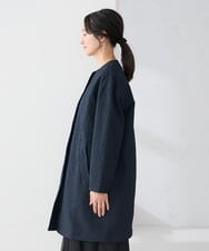 KAUCD02129 a.v.v Elmi(アー・ヴェ・ヴェ) 【低身長サイズ】ジャガードノーカラーコート ネイビー