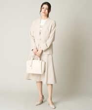 KBDFW20109 a.v.v(アー・ヴェ・ヴェ) 【洗える/ストレッチ/UVカット】麻調ストレッチノーカラージャケット グレー