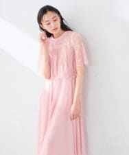 KBETF10159 a.v.v(アー・ヴェ・ヴェ) 【結婚式/お呼ばれに】レースドッキングワンピース ライトピンク