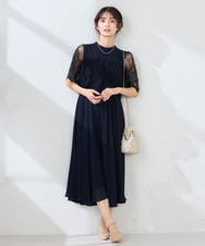 KBETF10159 a.v.v(アー・ヴェ・ヴェ) 【結婚式/お呼ばれに】レースドッキングワンピース ネイビー