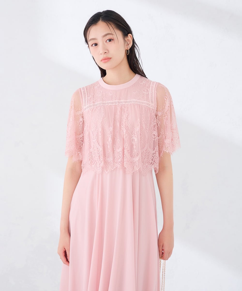 KBETF10159 a.v.v(アー・ヴェ・ヴェ) 【結婚式/お呼ばれに】レースドッキングワンピース ネイビー