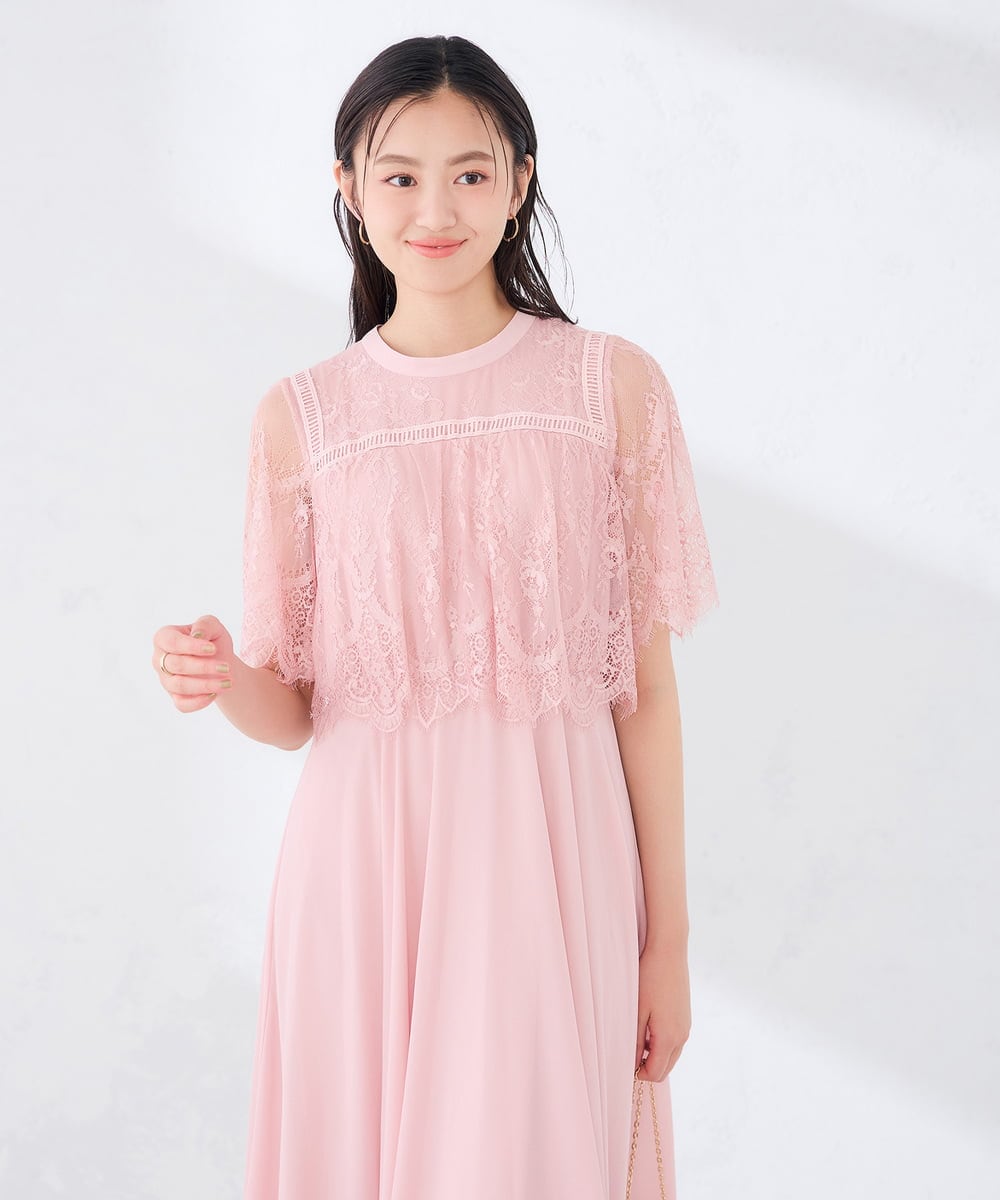 KBETF10159 a.v.v(アー・ヴェ・ヴェ) 【結婚式/お呼ばれに】レースドッキングワンピース ネイビー