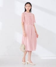 KBETF10159 a.v.v(アー・ヴェ・ヴェ) 【結婚式/お呼ばれに】レースドッキングワンピース ネイビー