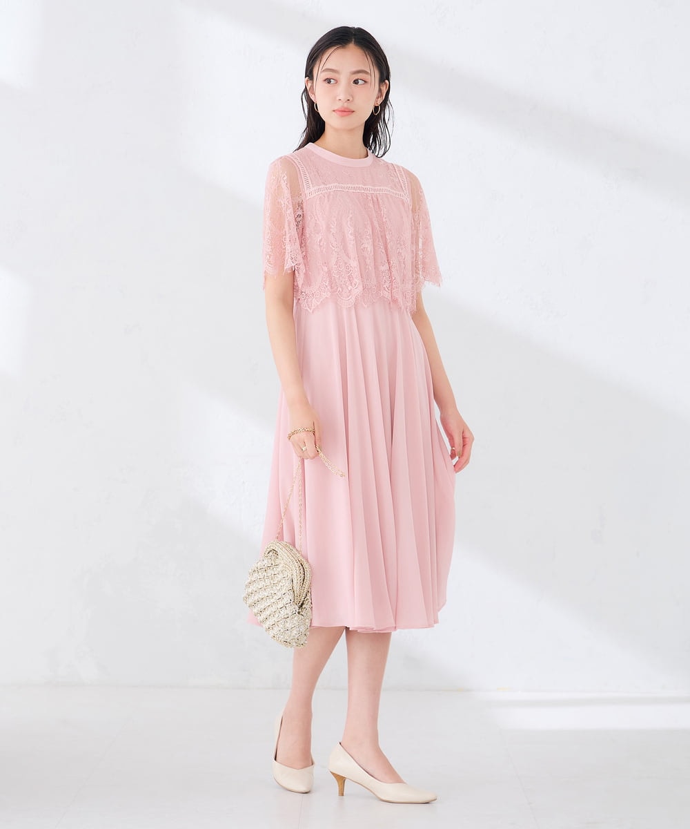 KBETF10159 a.v.v(アー・ヴェ・ヴェ) 【結婚式/お呼ばれに】レースドッキングワンピース ネイビー