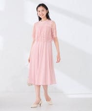 KBETF10159 a.v.v(アー・ヴェ・ヴェ) 【結婚式/お呼ばれに】レースドッキングワンピース ネイビー