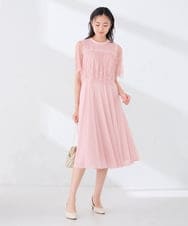 KBETF10159 a.v.v(アー・ヴェ・ヴェ) 【結婚式/お呼ばれに】レースドッキングワンピース ネイビー