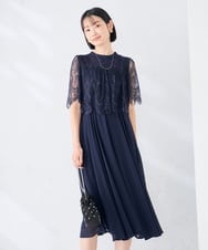 KBETF10159 a.v.v(アー・ヴェ・ヴェ) 【結婚式/お呼ばれに】レースドッキングワンピース ネイビー