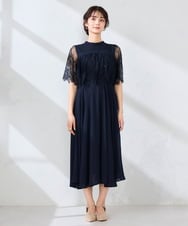 KBETF10159 a.v.v(アー・ヴェ・ヴェ) 【結婚式/お呼ばれに】レースドッキングワンピース ネイビー