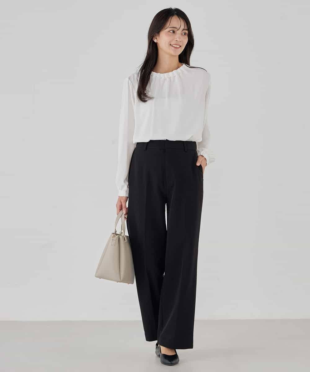 KBLCD03079 a.v.v(アー・ヴェ・ヴェ) 【洗える/ストレッチ/セットアップ対応】ダブルクロスストレートパンツ ネイビー