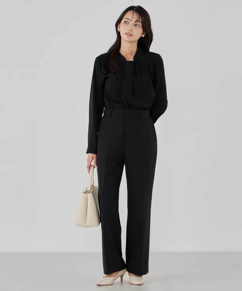 KBLCD03079 a.v.v(アー・ヴェ・ヴェ) 【洗える/ストレッチ/セットアップ対応】ダブルクロスストレートパンツ ネイビー