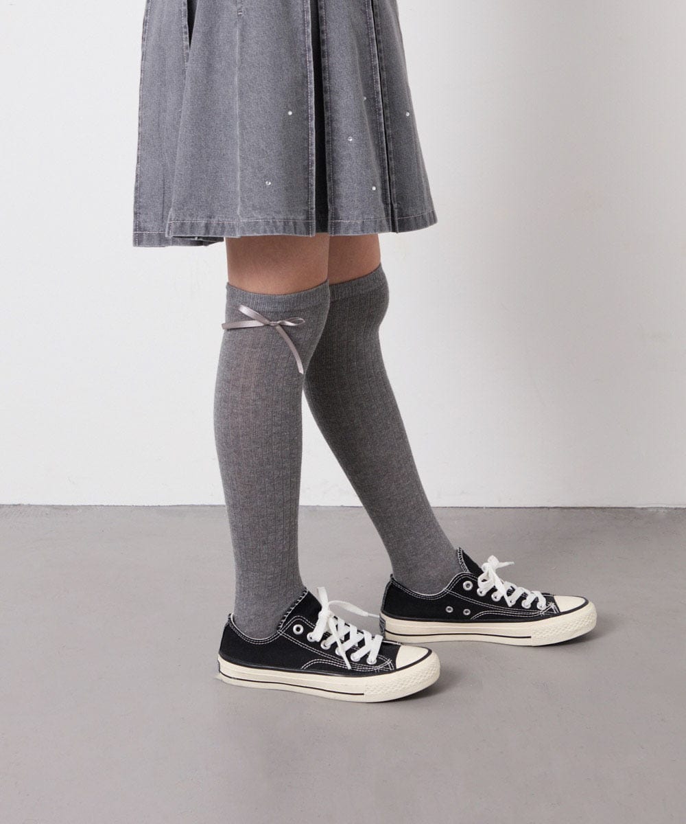 KGLGD14009 a.v.v KIDS(アー・ヴェ・ヴェ) 【19-21/22-24cm】サイドリボンニーハイ グレー