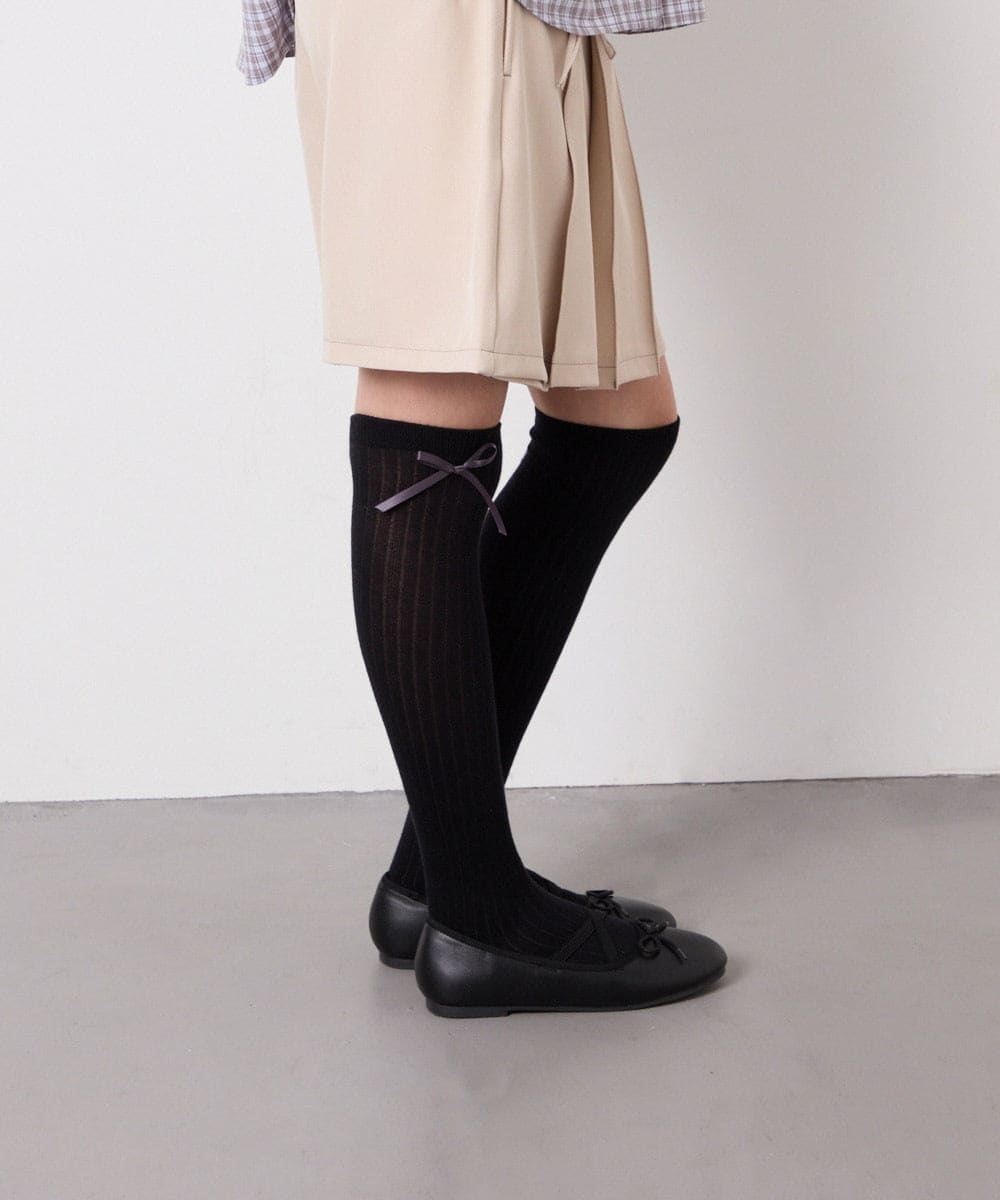 KGLGD14009 a.v.v KIDS(アー・ヴェ・ヴェ) 【19-21/22-24cm】サイドリボンニーハイ ブラック