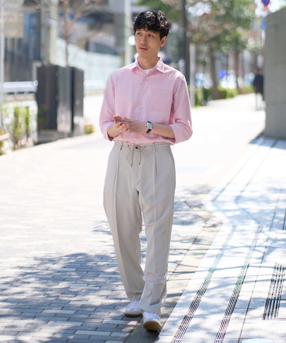 KHBGD30054 a.v.v MEN(アー・ヴェ・ヴェ) 累計15,000枚販売！リネン混シャツ【接触冷感 / 速乾/ストレッチ / イージーケア / 洗濯機で洗える】 ラベンダー