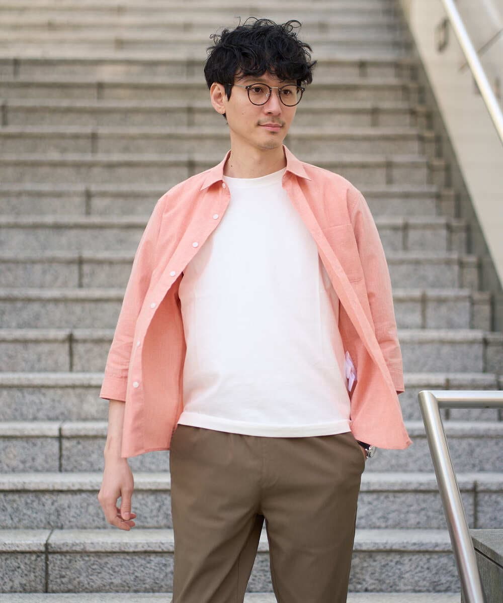 KHBGD30054 a.v.v MEN(アー・ヴェ・ヴェ) 累計15,000枚販売！リネン混シャツ【接触冷感 / 速乾/ストレッチ / イージーケア / 洗濯機で洗える】 ラベンダー