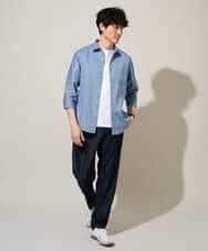 KHBGD30054 a.v.v MEN(アー・ヴェ・ヴェ) 累計15,000枚販売！リネン混シャツ【接触冷感 / 速乾/ストレッチ / イージーケア / 洗濯機で洗える】 ラベンダー