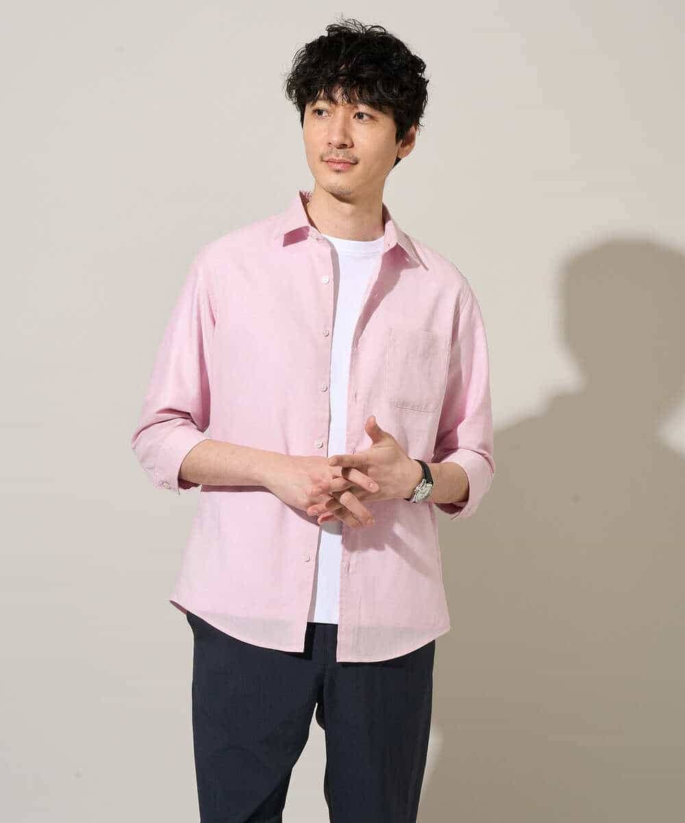 KHBGD30054 a.v.v MEN(アー・ヴェ・ヴェ) 累計15,000枚販売！リネン混シャツ【接触冷感 / 速乾/ストレッチ / イージーケア / 洗濯機で洗える】 ラベンダー