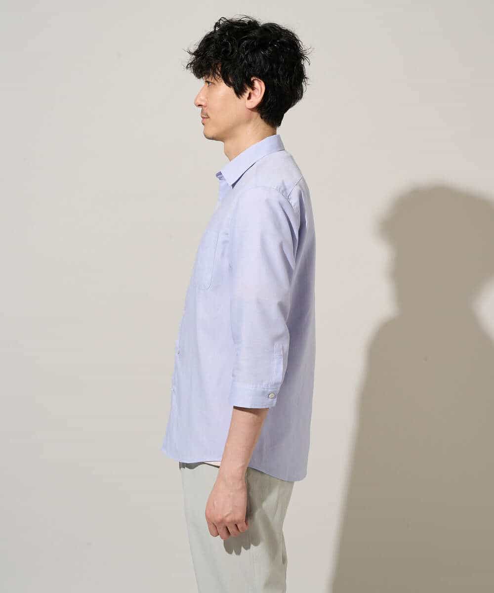 KHBGD30054 a.v.v MEN(アー・ヴェ・ヴェ) 累計15,000枚販売！リネン混シャツ【接触冷感 / 速乾/ストレッチ / イージーケア / 洗濯機で洗える】 ラベンダー