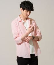 KHBGD37064 a.v.v MEN(アー・ヴェ・ヴェ) ドライシアサッカーシャツ【イージーケア / 洗濯機で洗える / 快適ストレッチ】 ピンク