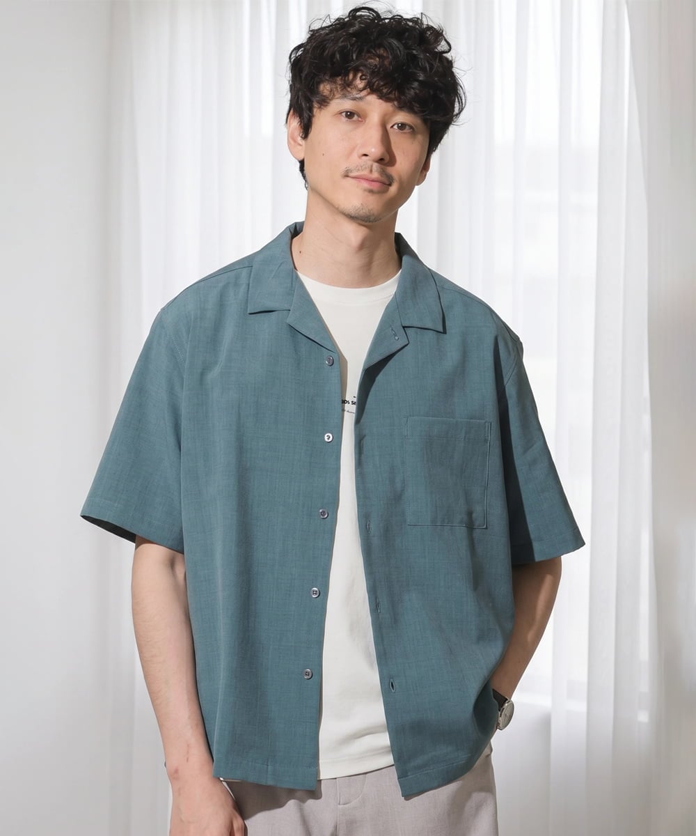 KHBGD78049 a.v.v MEN(アー・ヴェ・ヴェ) <新色&再入荷> ＼夏に嬉しい機能全部付き／　リライト オープンカラーシャツ グリーン