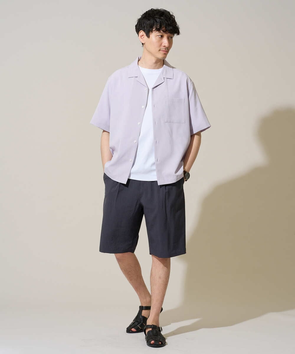 KHBGD78049 a.v.v MEN(アー・ヴェ・ヴェ) <新色&再入荷> ＼夏に嬉しい機能全部付き／　リライト オープンカラーシャツ ダークグレー