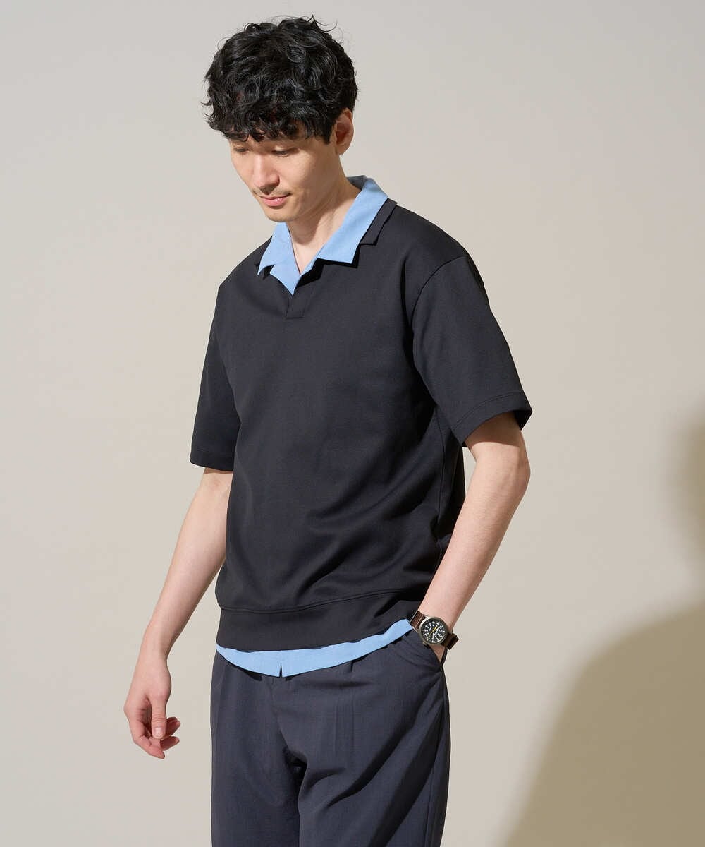 KHBGD78049 a.v.v MEN(アー・ヴェ・ヴェ) <新色&再入荷> ＼夏に嬉しい機能全部付き／　リライト オープンカラーシャツ ダークグレー