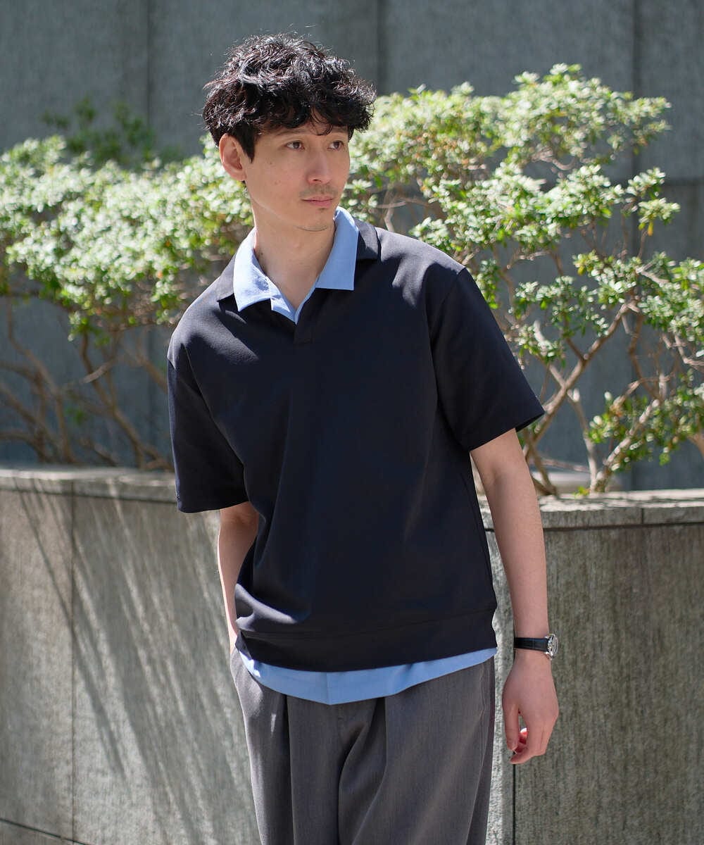 KHBGD78049 a.v.v MEN(アー・ヴェ・ヴェ) <新色&再入荷> ＼夏に嬉しい機能全部付き／　リライト オープンカラーシャツ ダークグレー
