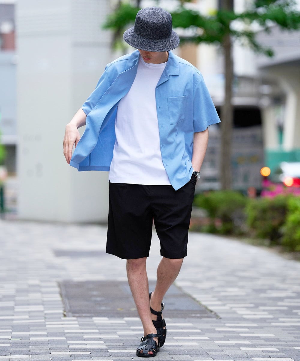 KHBGD78049 a.v.v MEN(アー・ヴェ・ヴェ) <新色&再入荷> ＼夏に嬉しい機能全部付き／　リライト オープンカラーシャツ ダークグレー