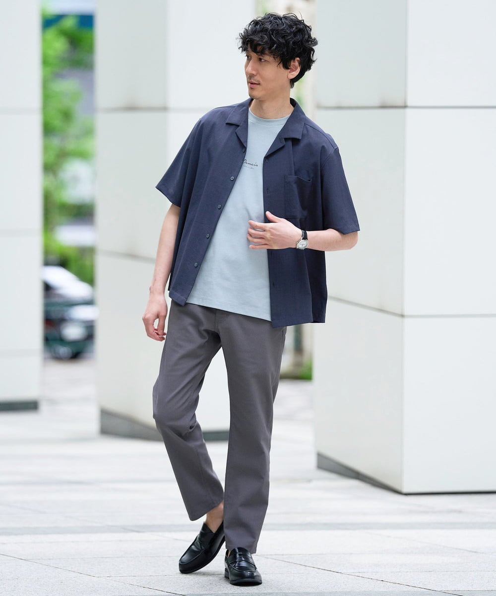 KHBGD78049 a.v.v MEN(アー・ヴェ・ヴェ) <新色&再入荷> ＼夏に嬉しい機能全部付き／　リライト オープンカラーシャツ ダークグレー