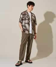 KHBHD84079 a.v.v MEN(アー・ヴェ・ヴェ) 〈シアー / 清涼感〉アートプリントオープンカラーシャツ【五分袖 / 洗濯機で洗える】 ブラウン