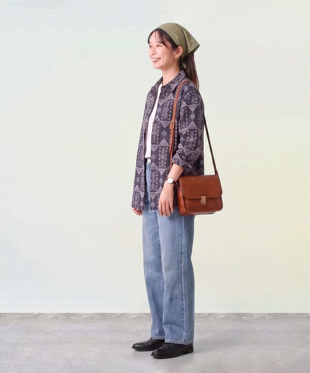 KHBJD08079 a.v.v MEN(アー・ヴェ・ヴェ) ＼秋の装いに、さりげない個性を／ クラフトシシュウワイドシルエットシャツ【洗濯機で洗える】 ブラウン